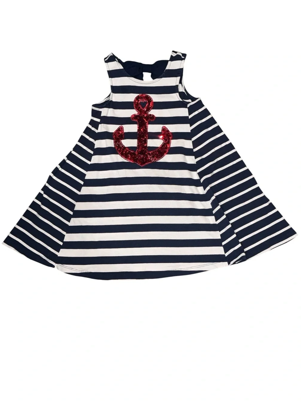 Tommy Bahama Navy & White Striped Dress with Red Sequin Accent